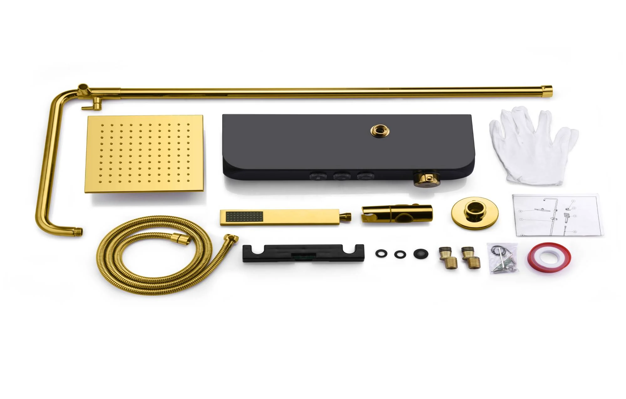 Digital Brushed Gold or Polished gold Wall-Mounted Rain Shower and Bathtub Mixer with Handheld Shower - Image 12