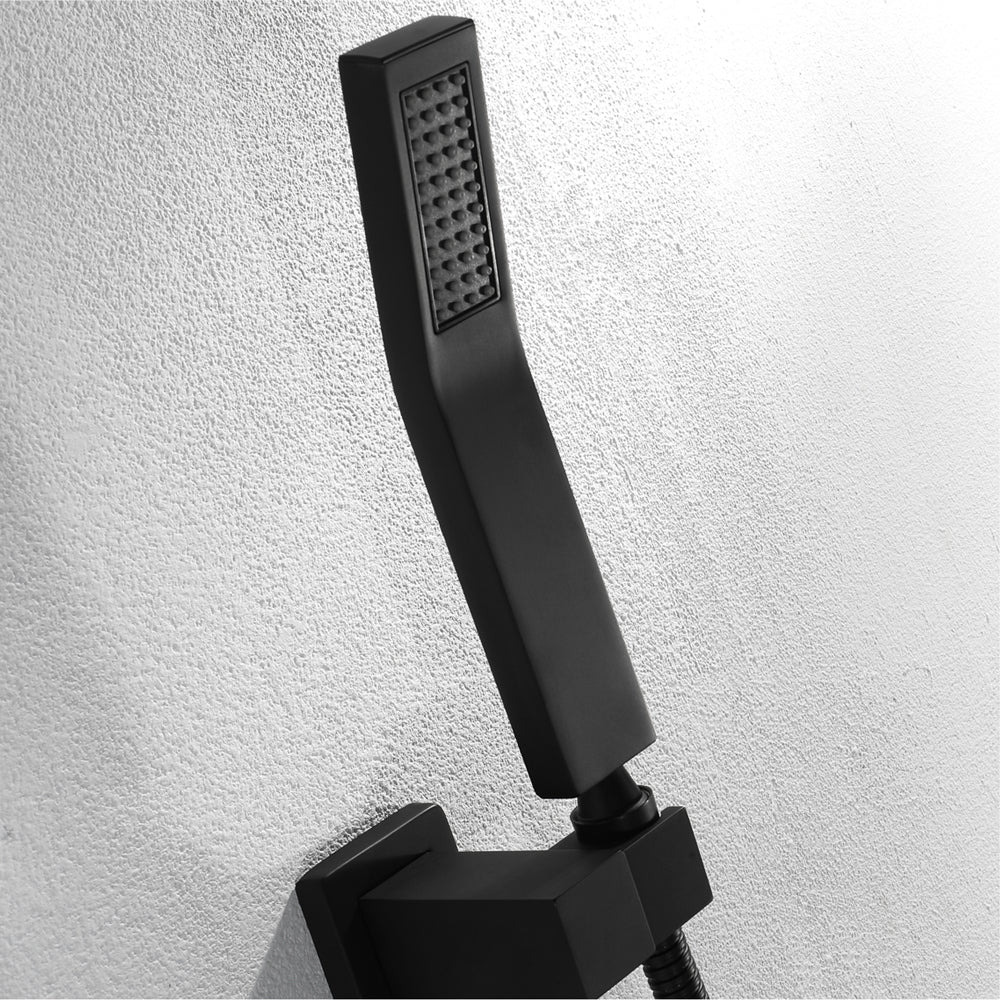 Matte Black 31" LED Rainfall Shower Head with Faucet, Massage Jets & Thermostatic Valve - Image 10