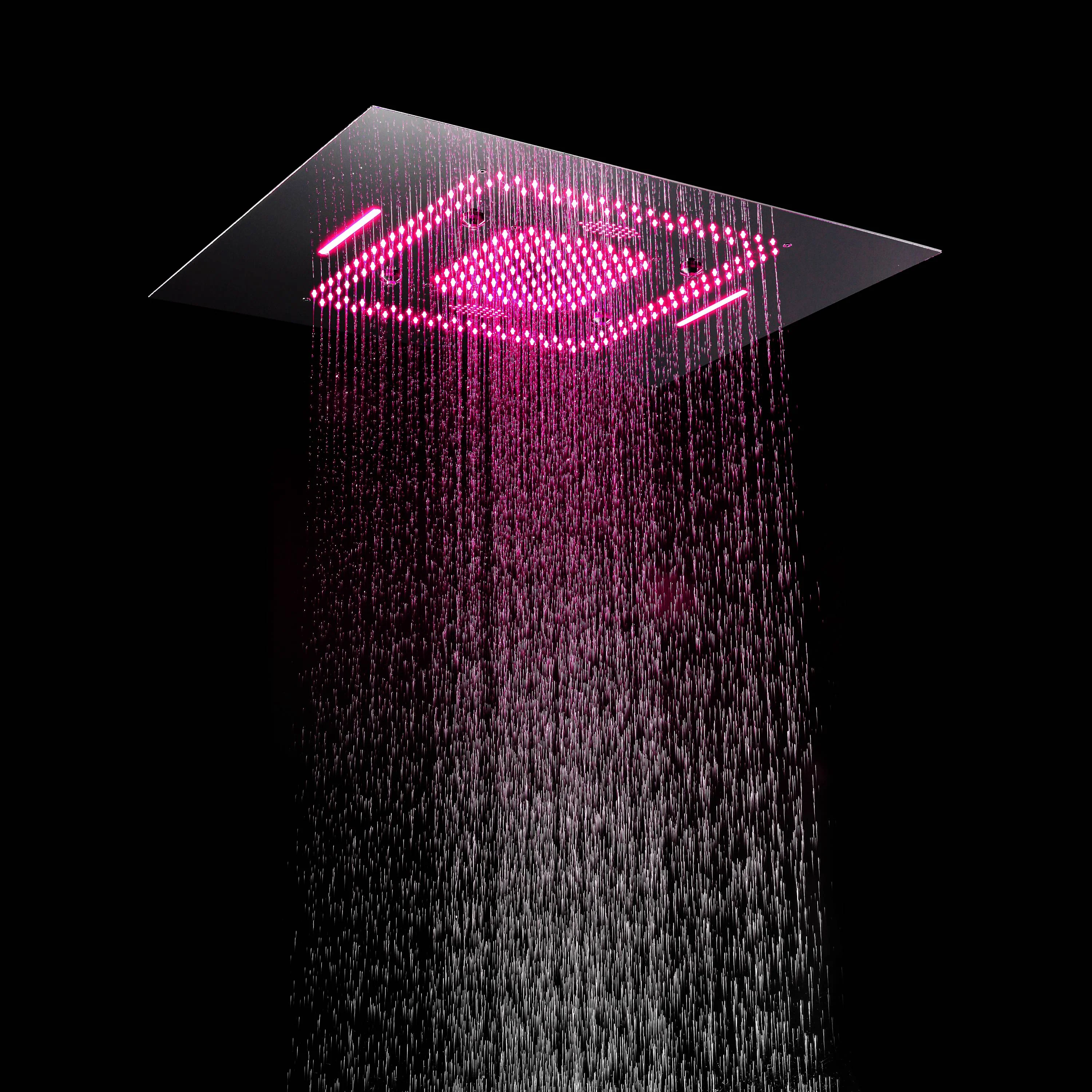 Matte Black 31" LED Rainfall Shower Head with Faucet, Massage Jets & Thermostatic Valve - Image 6