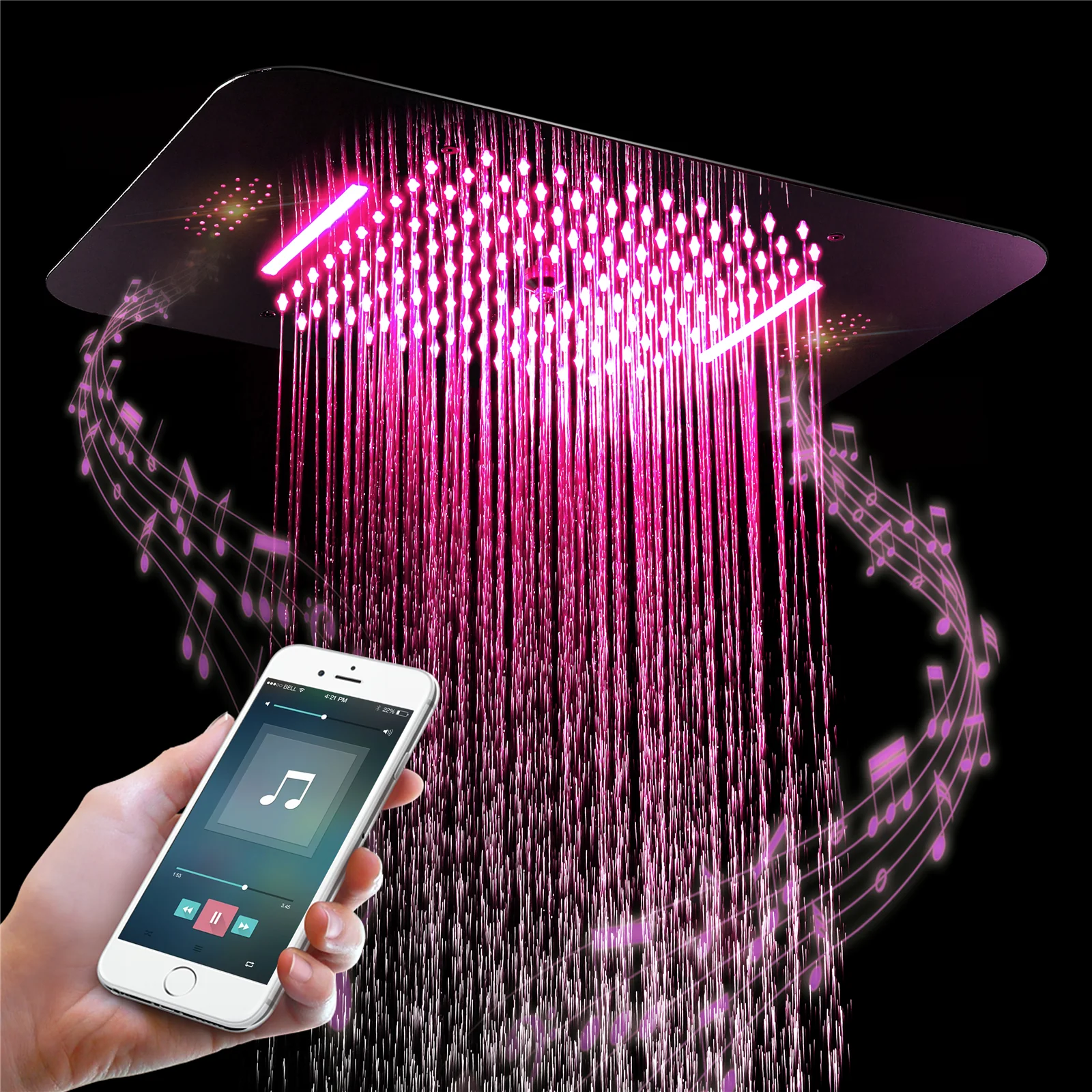 23'' X 15'' Flush-mount 64 LED Shower Head rainfall waterfall mist 3 functions - Image 16