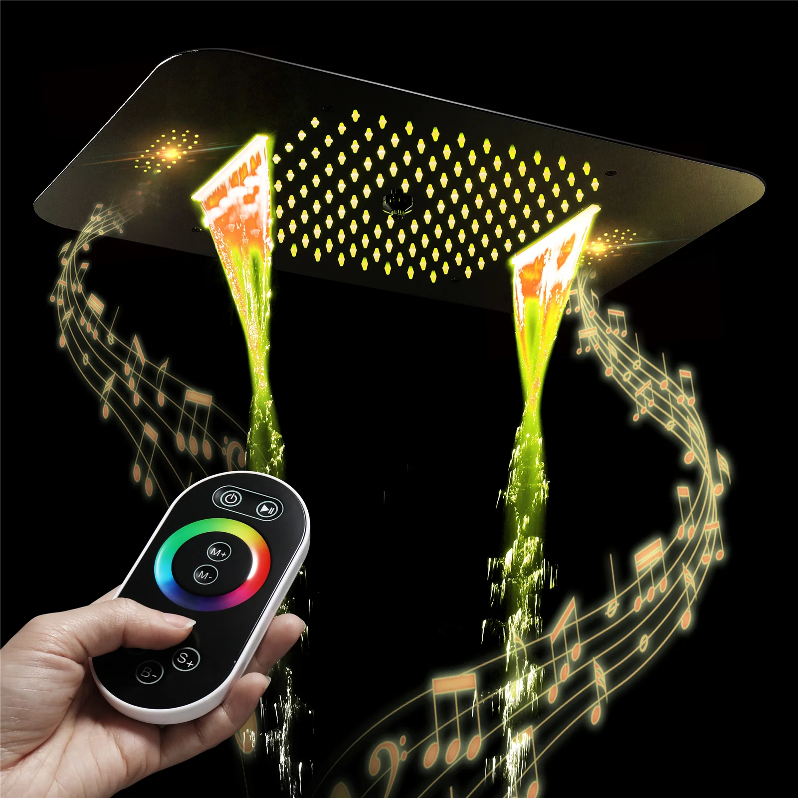23'' X 15'' Flush-mount 64 LED Shower Head rainfall waterfall mist 3 functions - Image 2