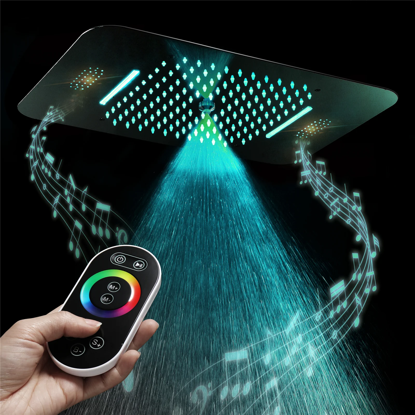 23'' X 15'' Flush-mount 64 LED Shower Head rainfall waterfall mist 3 functions - Image 3