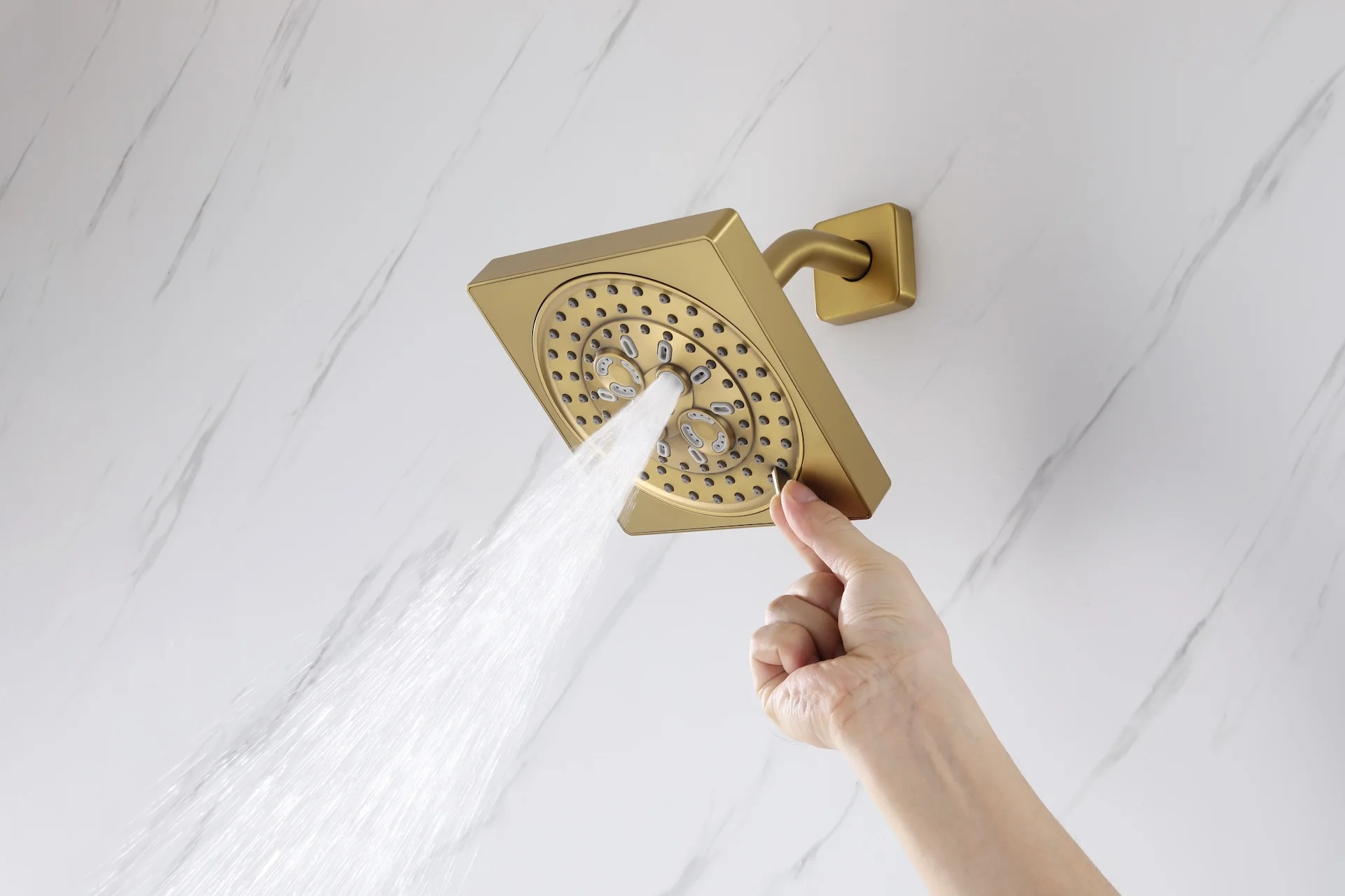 Flush mount 20 inch Rainfall shower head 6 way Digital display thermostatic Shower Faucet with Dual Regular Heads and Body Jets - Image 10