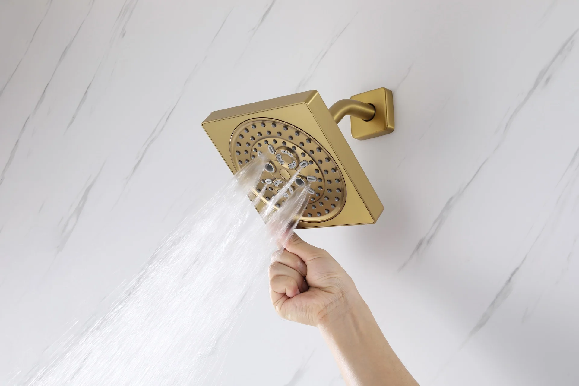 Flush mount 20 inch Rainfall shower head 6 way Digital display thermostatic Shower Faucet with Dual Regular Heads and Body Jets - Image 16