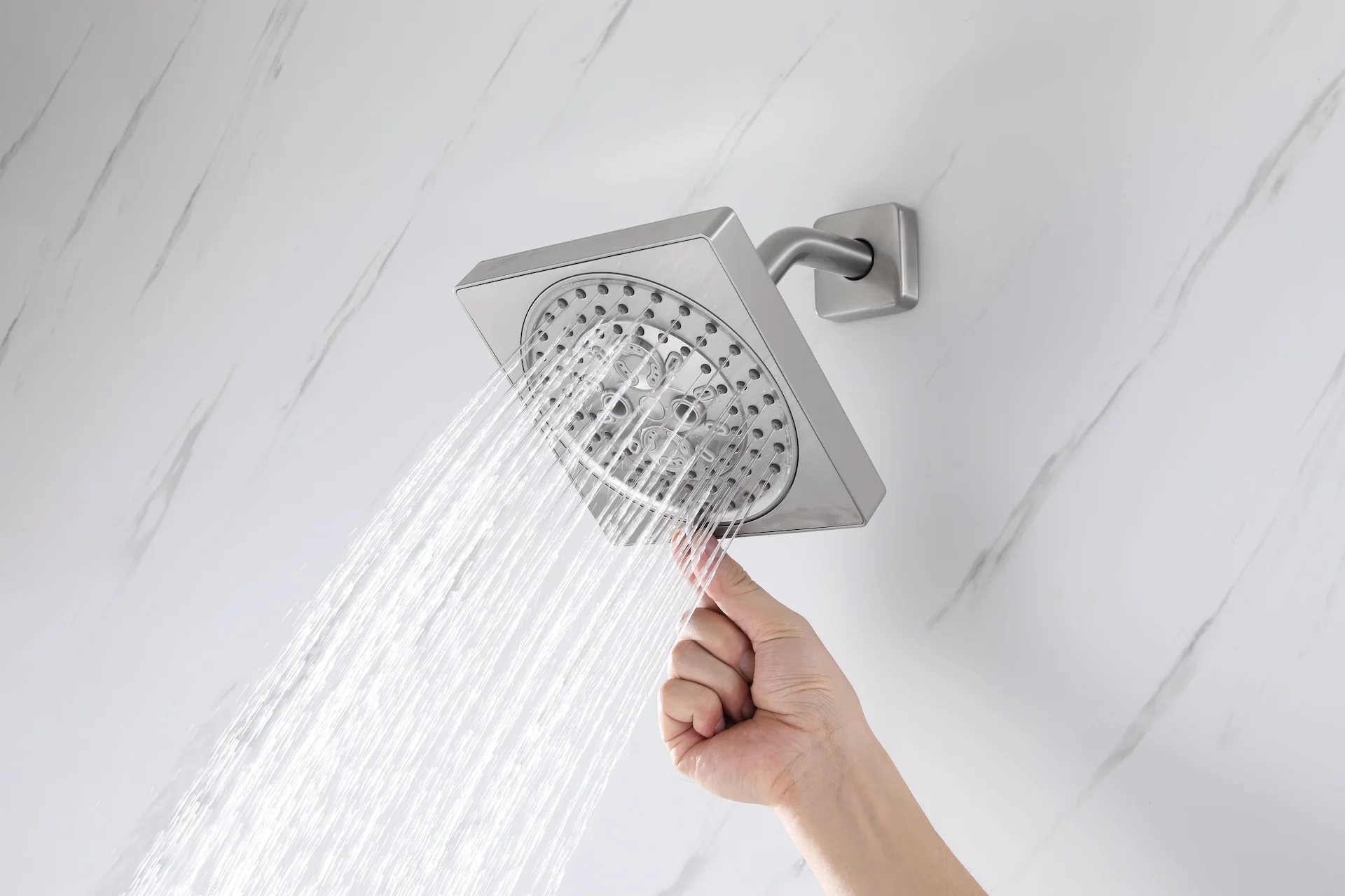 Flush mount 20 inch Rainfall shower head 6 way Digital display thermostatic Shower Faucet with Dual Regular Heads and Body Jets - Image 47