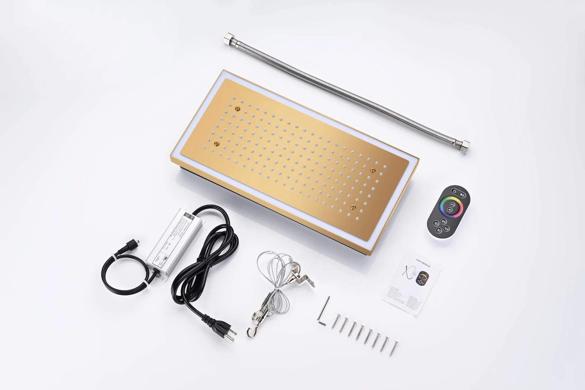 Flush Mount 32 x 8 inch Rainfall 64 LED Light Shower Head with 6-Way Digital display touch panel Thermostatic Faucet and High-Pressure Regular Heads - Image 5