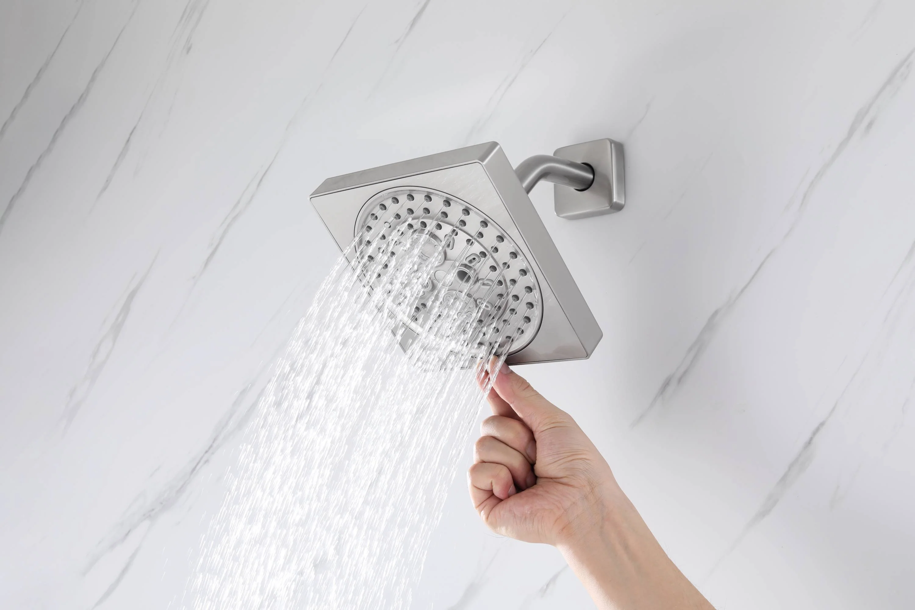 Flush Mount 24 X 16 inch or 48 x 8 inch Rainfall Waterfall 64 LED Light Shower Head with 6-Way Thermostatic Faucet, Body Jets, and High-Pressure Wall Mount Head - Image 15