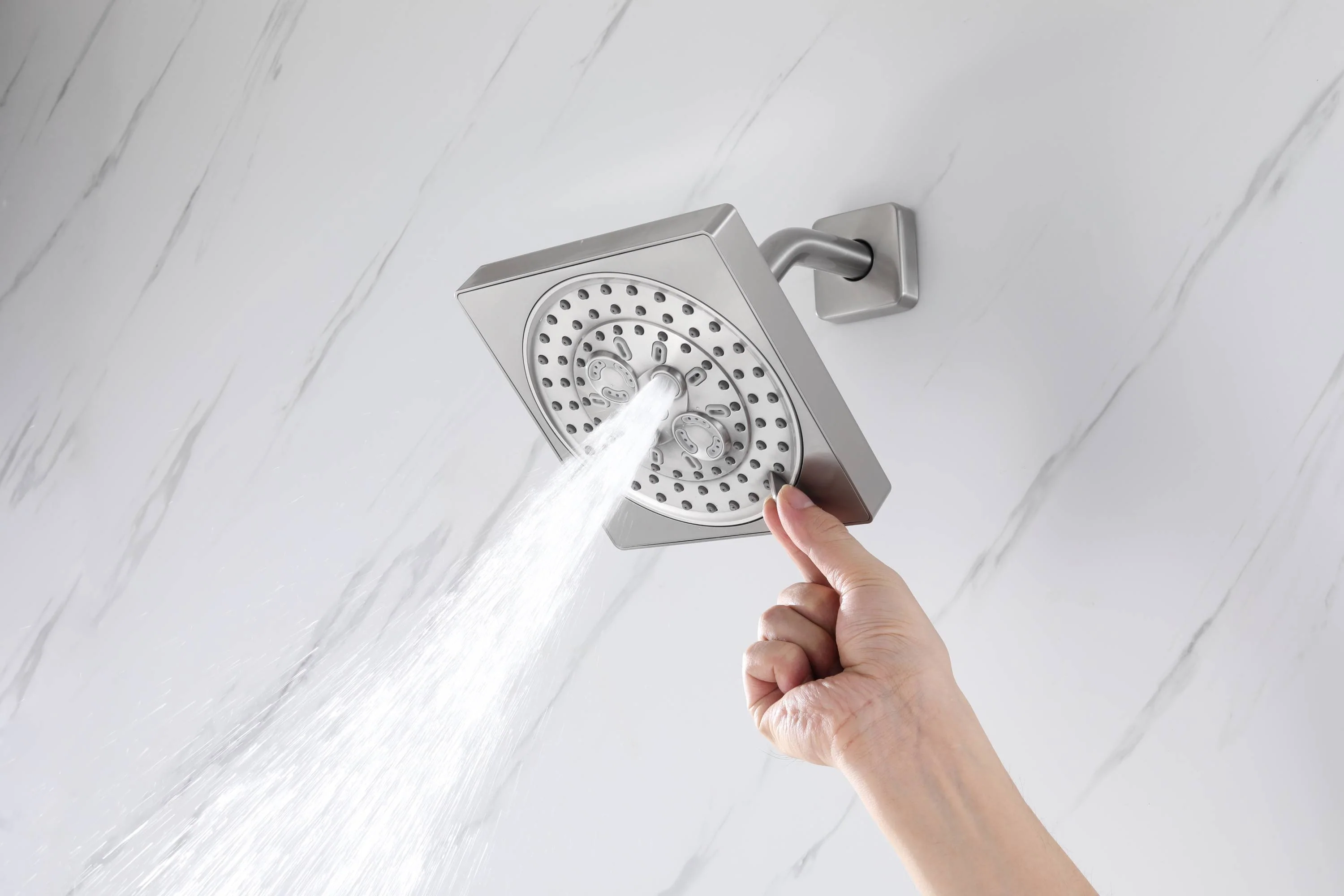 Flush Mount 24 X 16 inch or 48 x 8 inch Rainfall Waterfall 64 LED Light Shower Head with 6-Way Thermostatic Faucet, Body Jets, and High-Pressure Wall Mount Head - Image 13