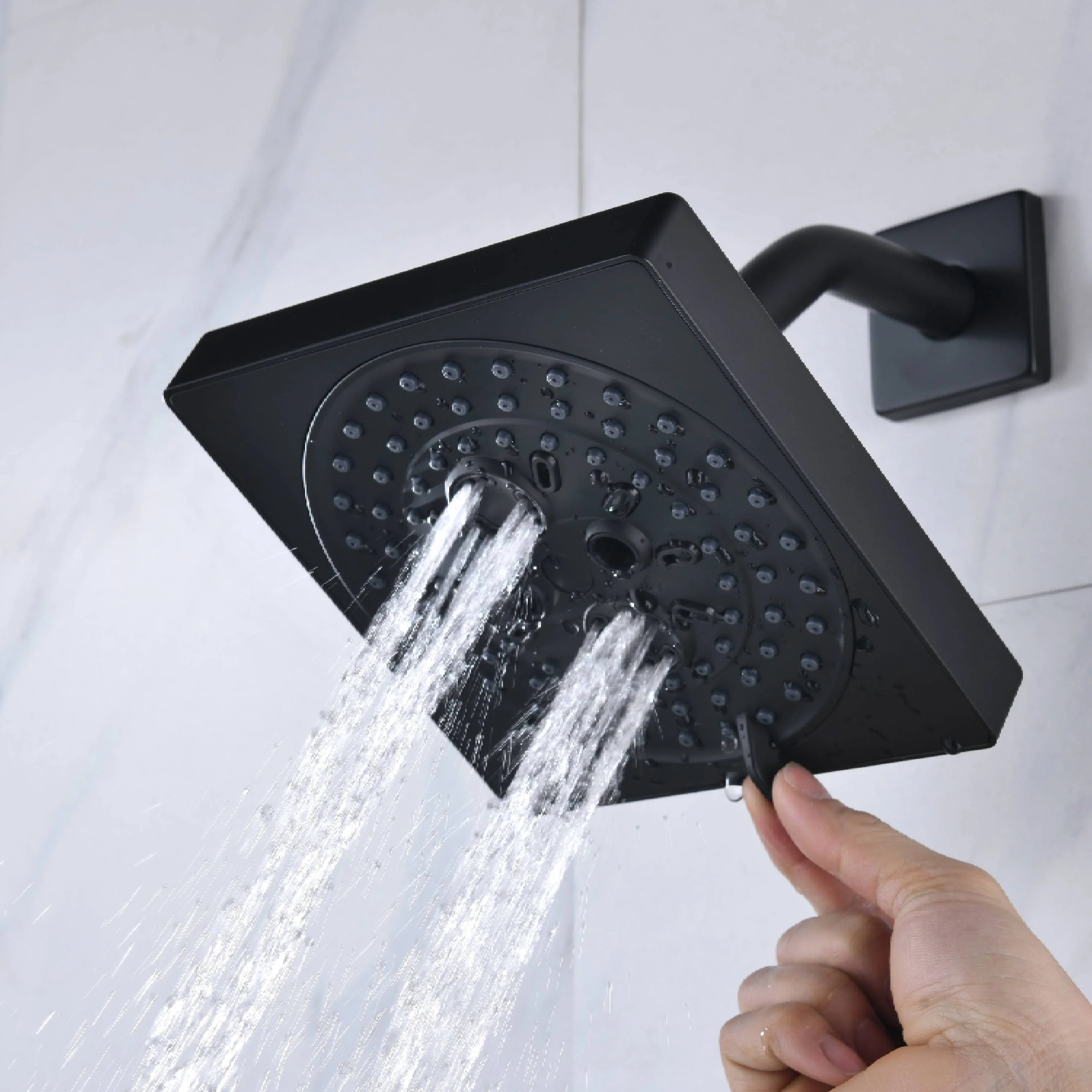 Flush Mount Shower Faucet Set with 6-Way Digital Thermostatic Control, 64-Color LED Lights and Bluetooth Music - Image 13