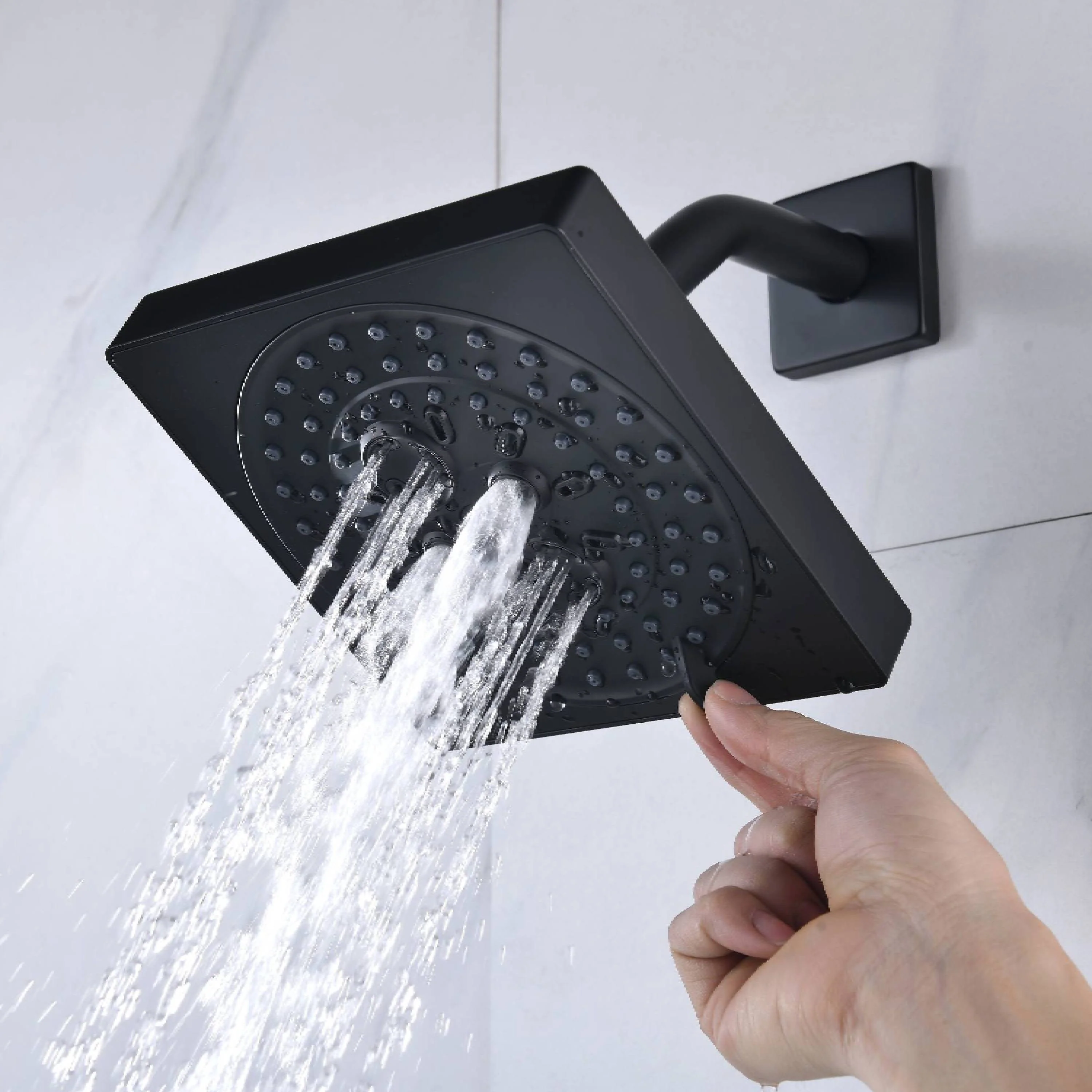Flush Mount Shower Faucet Set with 6-Way Digital Thermostatic Control, 64-Color LED Lights and Bluetooth Music - Image 14