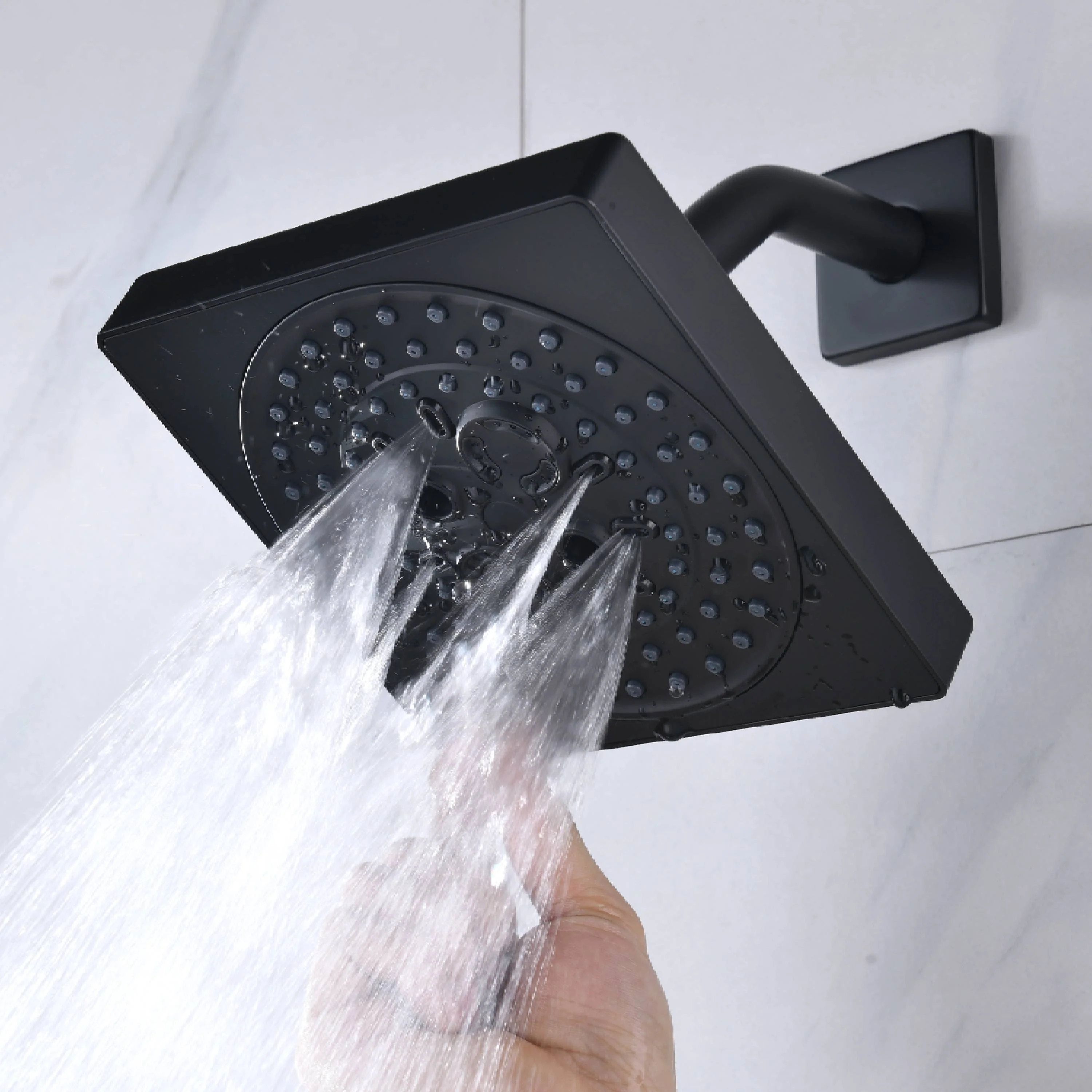 Flush Mount Shower Faucet Set with 6-Way Digital Thermostatic Control, 64-Color LED Lights and Bluetooth Music - Image 17