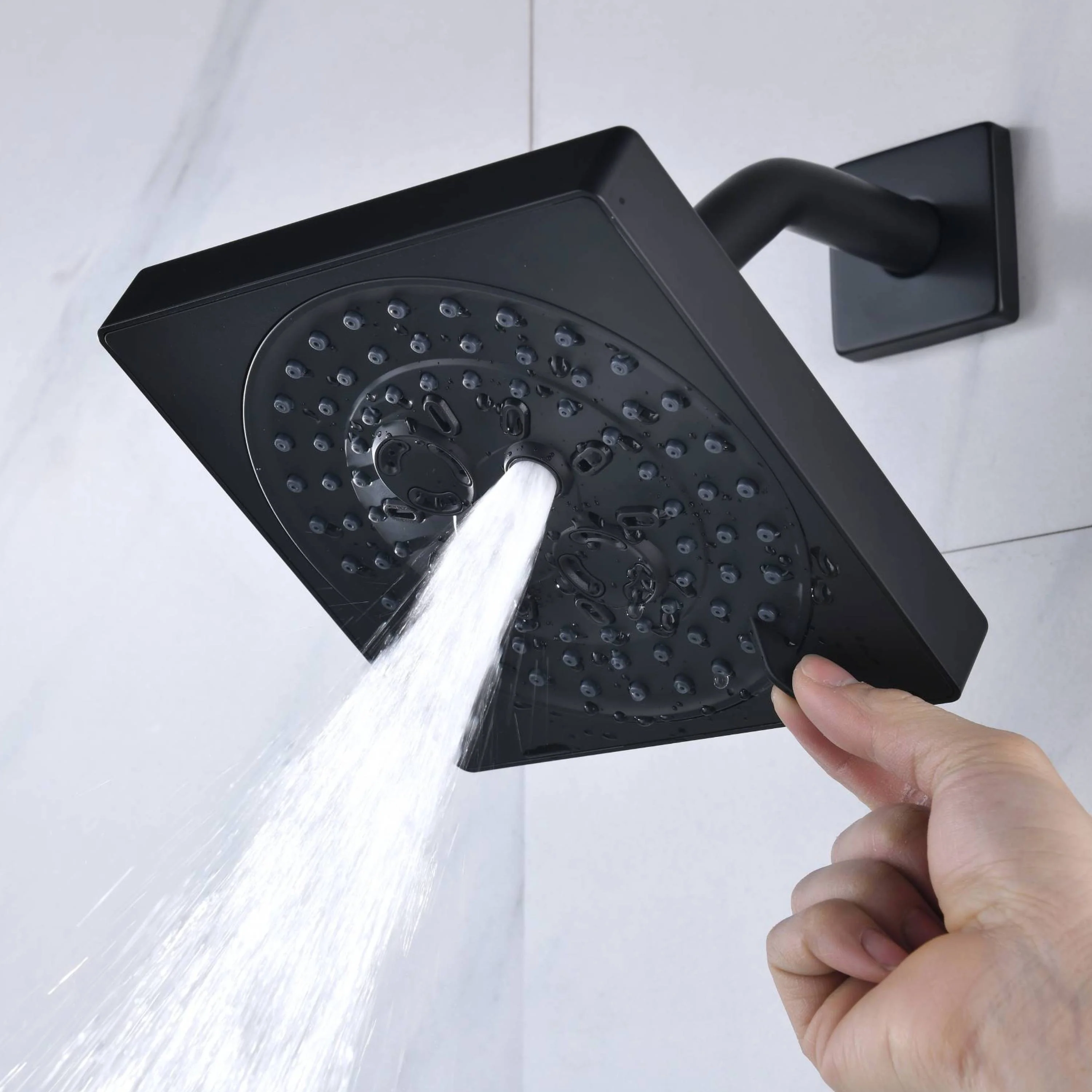 Flush Mount Shower Faucet Set with 6-Way Digital Thermostatic Control, 64-Color LED Lights and Bluetooth Music - Image 12