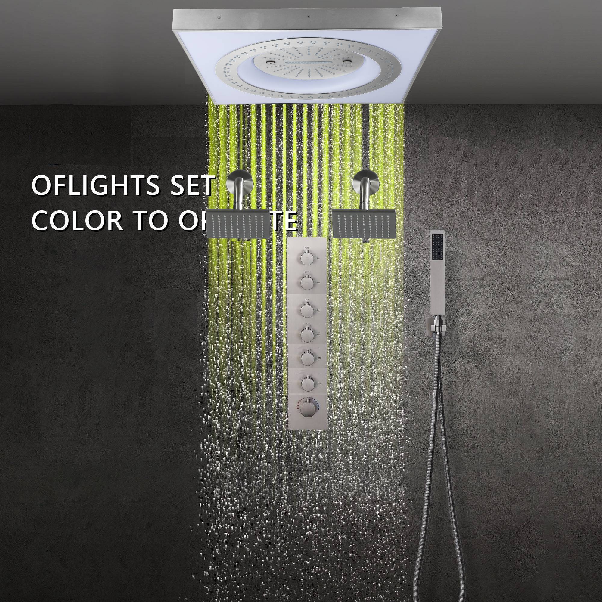 24" Flush Mount Rainfall Waterfall 6-Way Digital Shower System with LED, Dual Regular Heads - Image 35