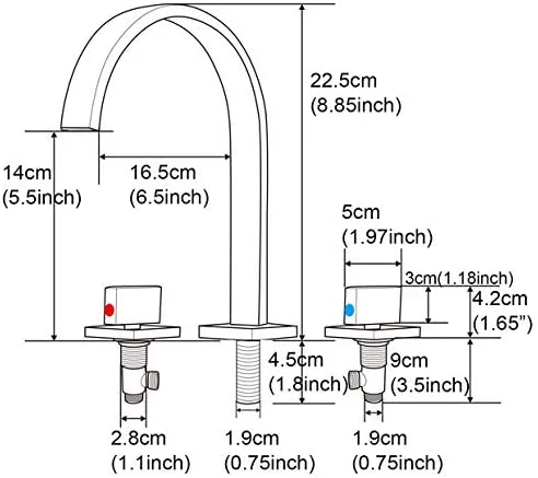 Matte Black Waterfall Widespread Bathroom Basin Faucet with Two Handles and Overflow Brass Pop-Up Drain - Image 5