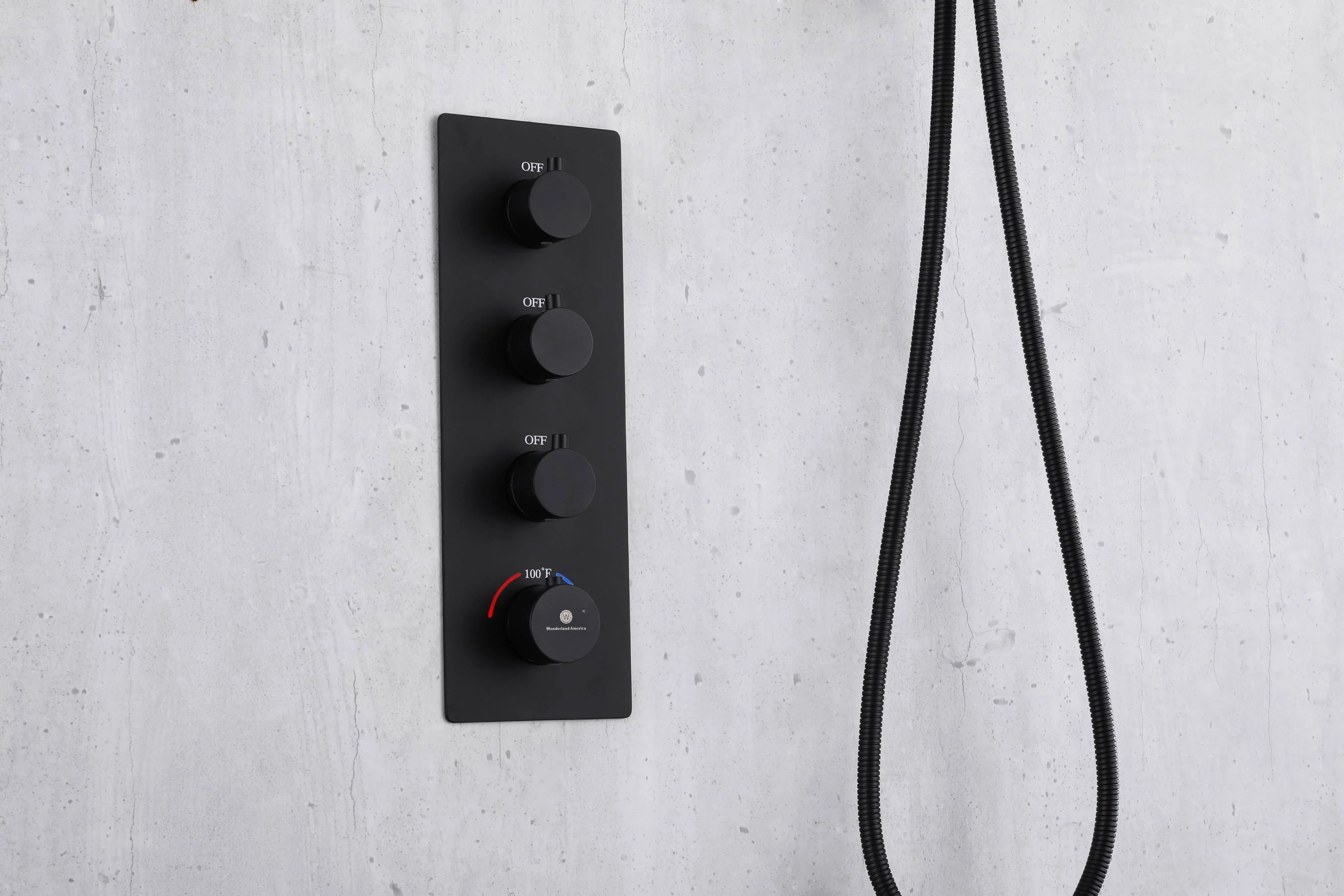 Matte Black 3-Way Thermostatic Ceiling Mount Shower System - With High Pressure 6-inch Wall Mount Shower Head and Choice of 12 or 16-inch Rainfall LED or Non-LED Shower Head - Image 14