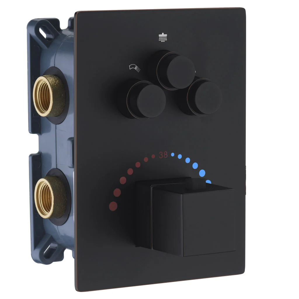 Matte Black or OIL Rubber Bronze 3-Way Thermostatic valve with trim and each function work at the same time and separately - Image 4