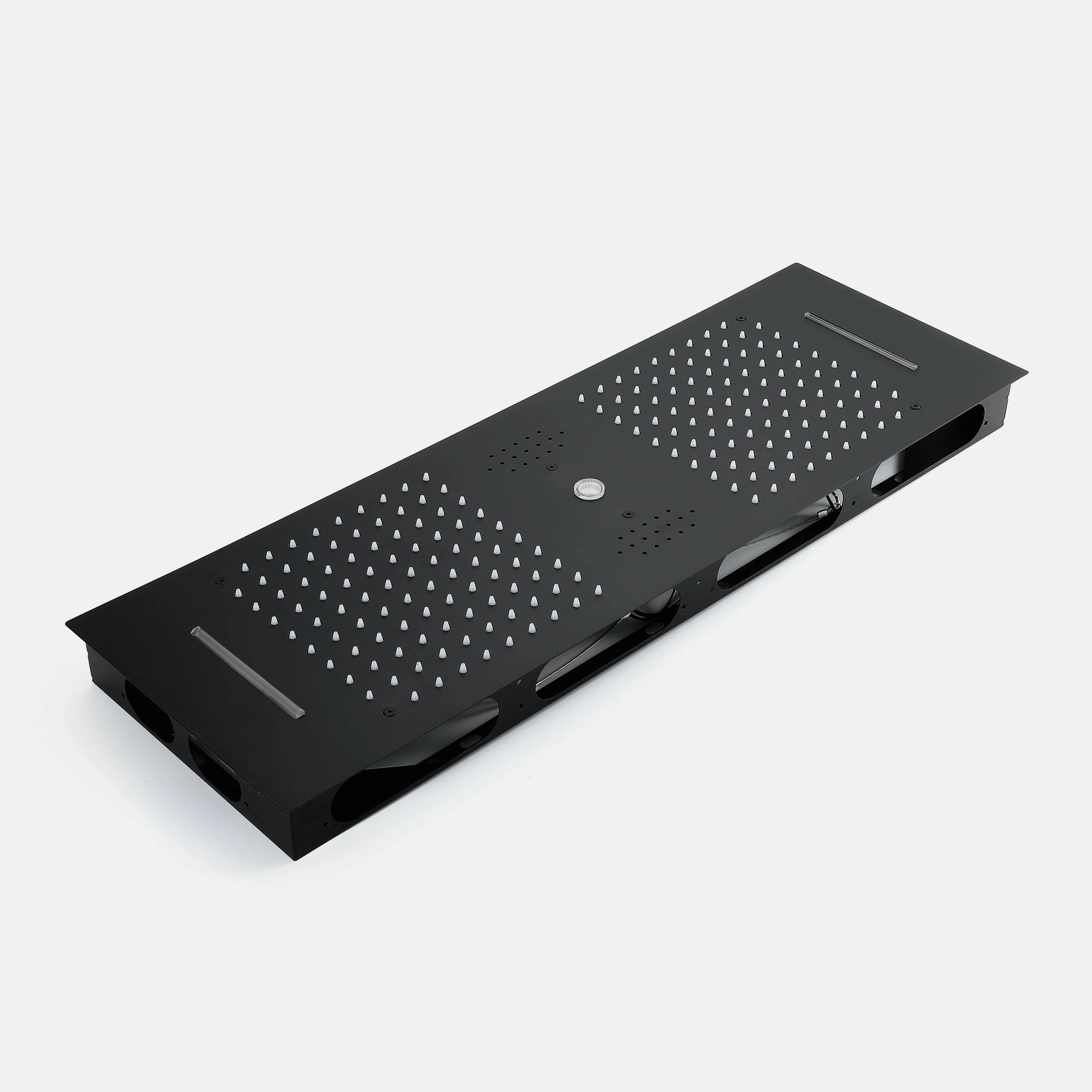 Matte Black 35" Bluetooth Music LED Shower System with Waterfall, 6-Way Digital Thermostatic Valve, 6 Body Jets, Dual Regular Heads - Image 5