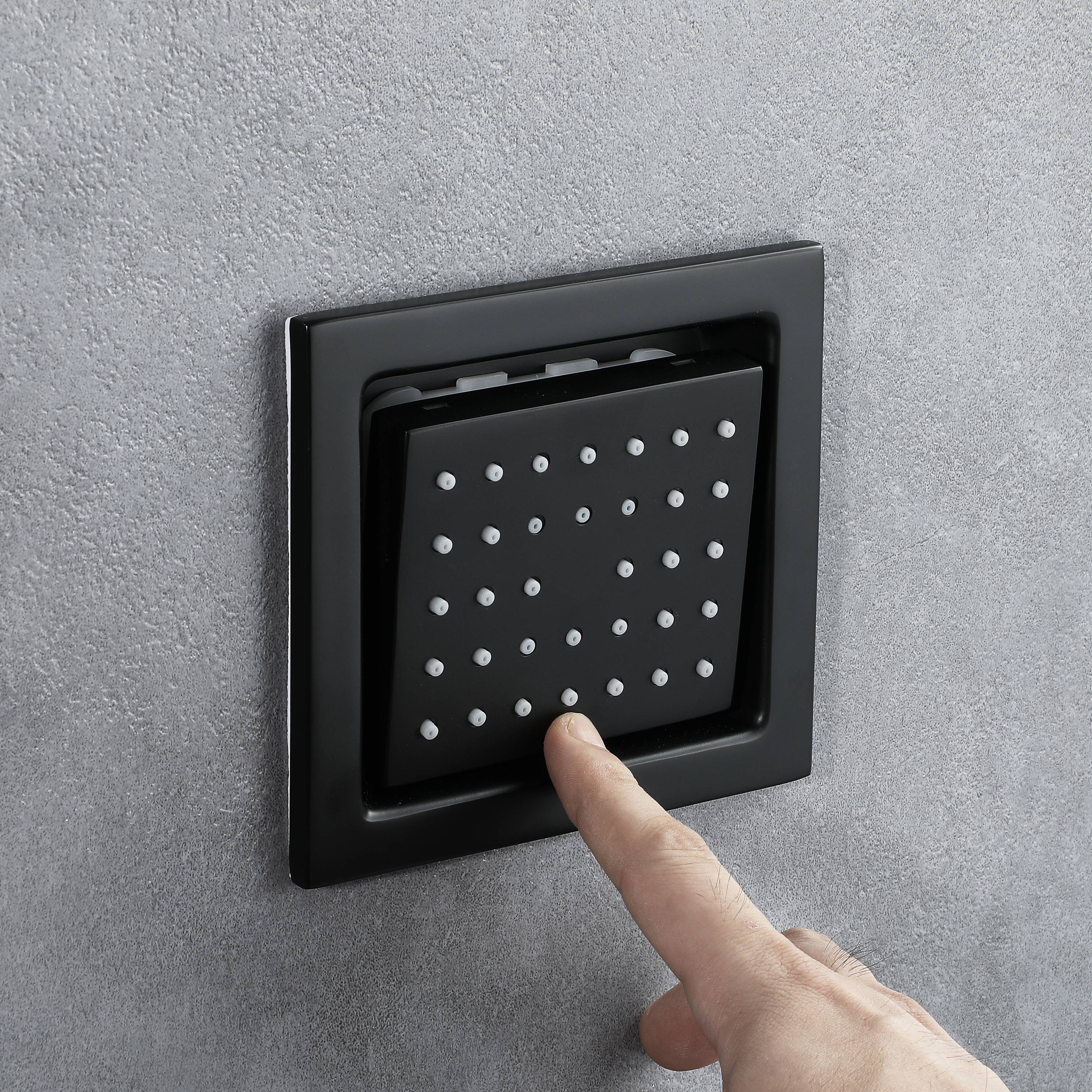 Matte Black 35" Bluetooth Music LED Shower System with Waterfall, 5-Way Digital Thermostatic Valve, 6 Body Jets - Image 13