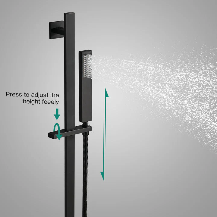 Matte Black Bluetooth Music rainfall waterfall 16inch 64 colors LED Flushed in 3 Way Digital Thermostatic Shower system - Image 3