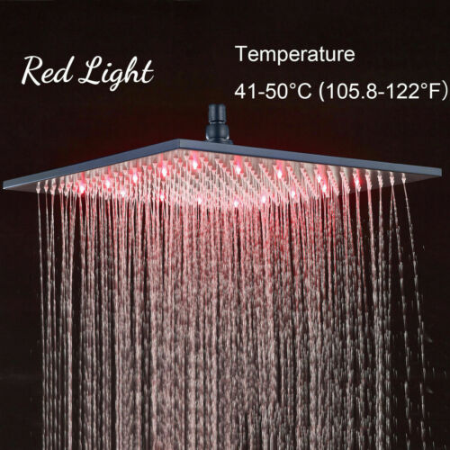 matte black ceiling mount 12 inch or 16 inch rain head 3 way digital display thermostatic shower faucet with large body sprayers - Image 13