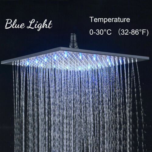 matte black ceiling mount 12 inch or 16 inch rain head 3 way digital display thermostatic shower faucet with large body sprayers - Image 14