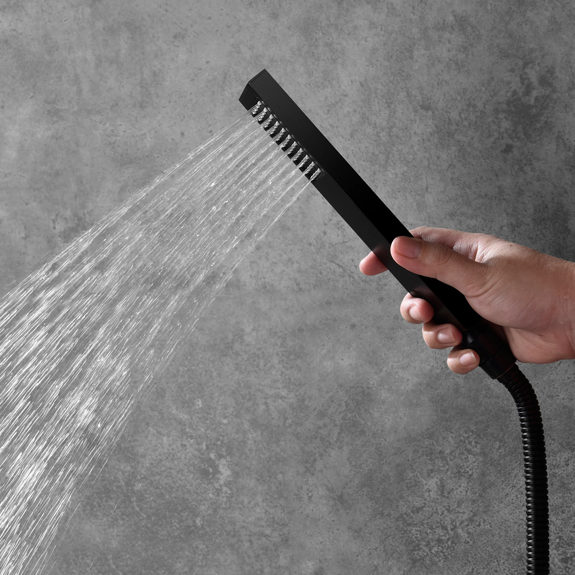 matte black ceiling mount 12 inch or 16 inch rain head 3 way digital display thermostatic shower faucet with large body sprayers - Image 8
