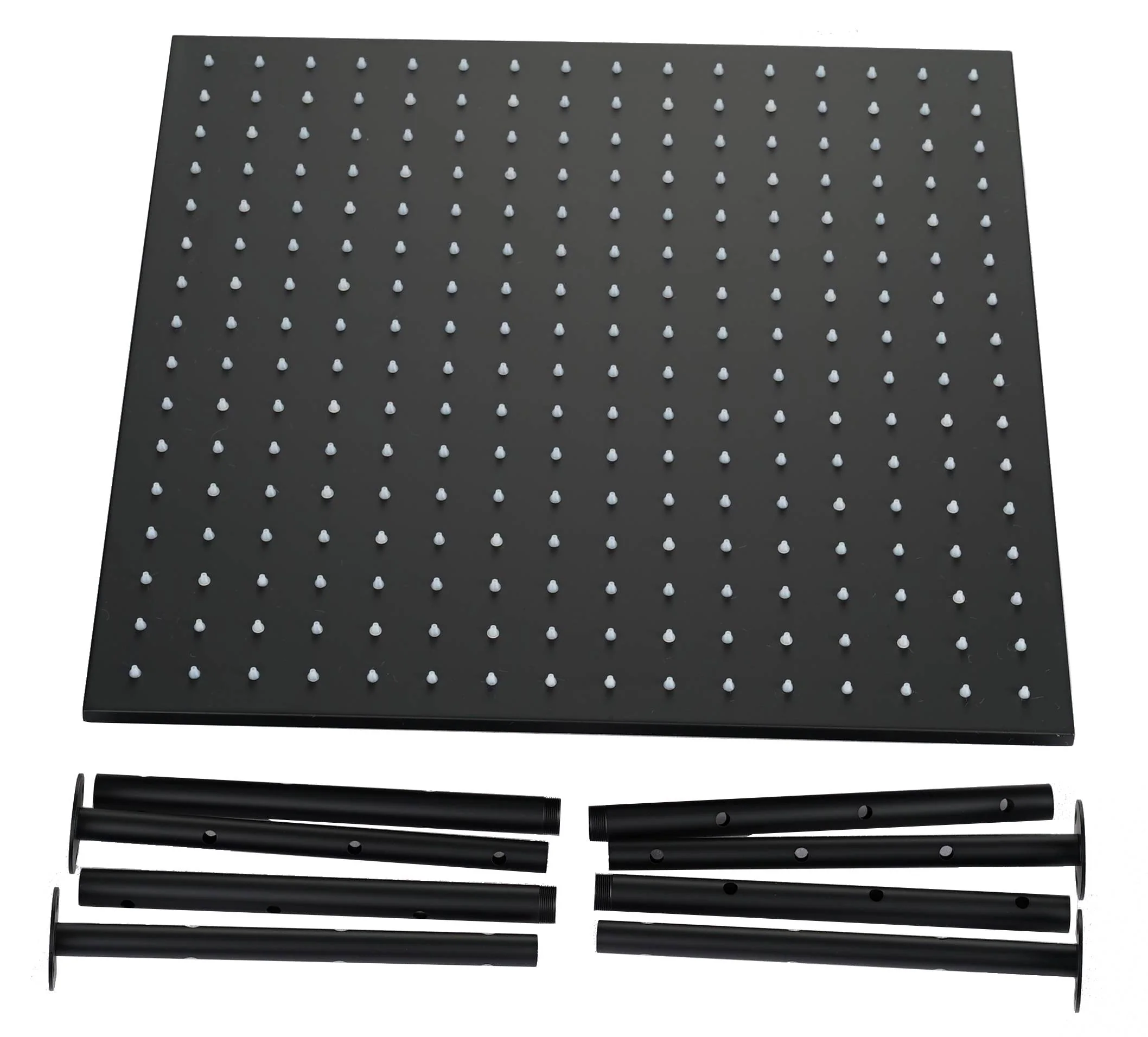 Matte black ceiling mount 2 x 20inch led light rainfall shower head 4 way digital display thermostatic shower faucet with 6 body jets - Image 11
