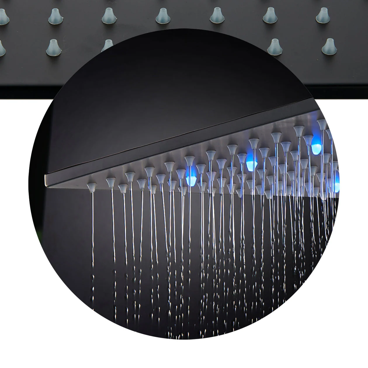 Matte Black Ceiling Mount Rain Shower with 5-Way Thermostatic Faucet, Dual Regular Heads, Dual Sliding Bar - Image 2
