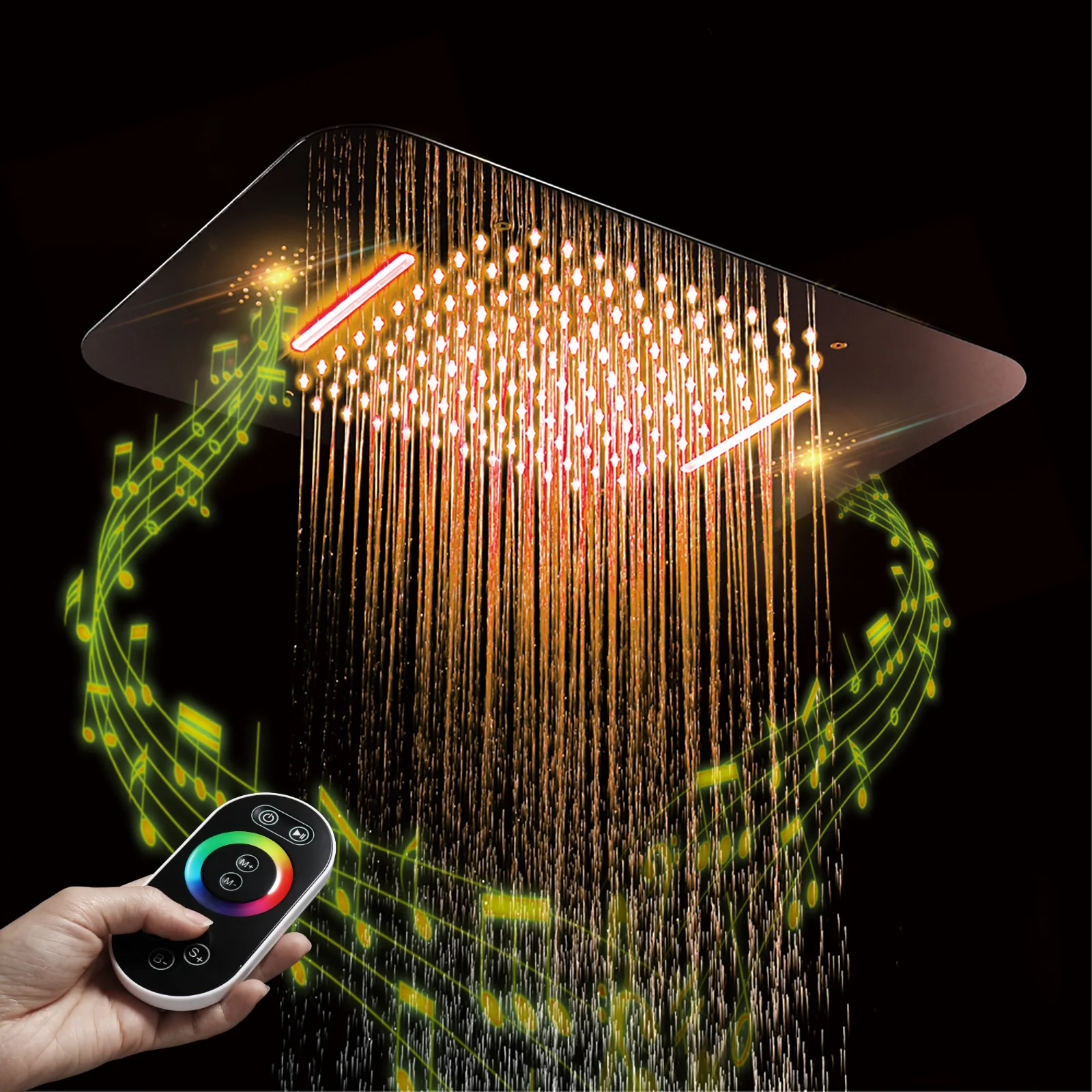 Matte Black 23x15" LED Music Shower Head with 4-Way Thermostatic System - Image 6