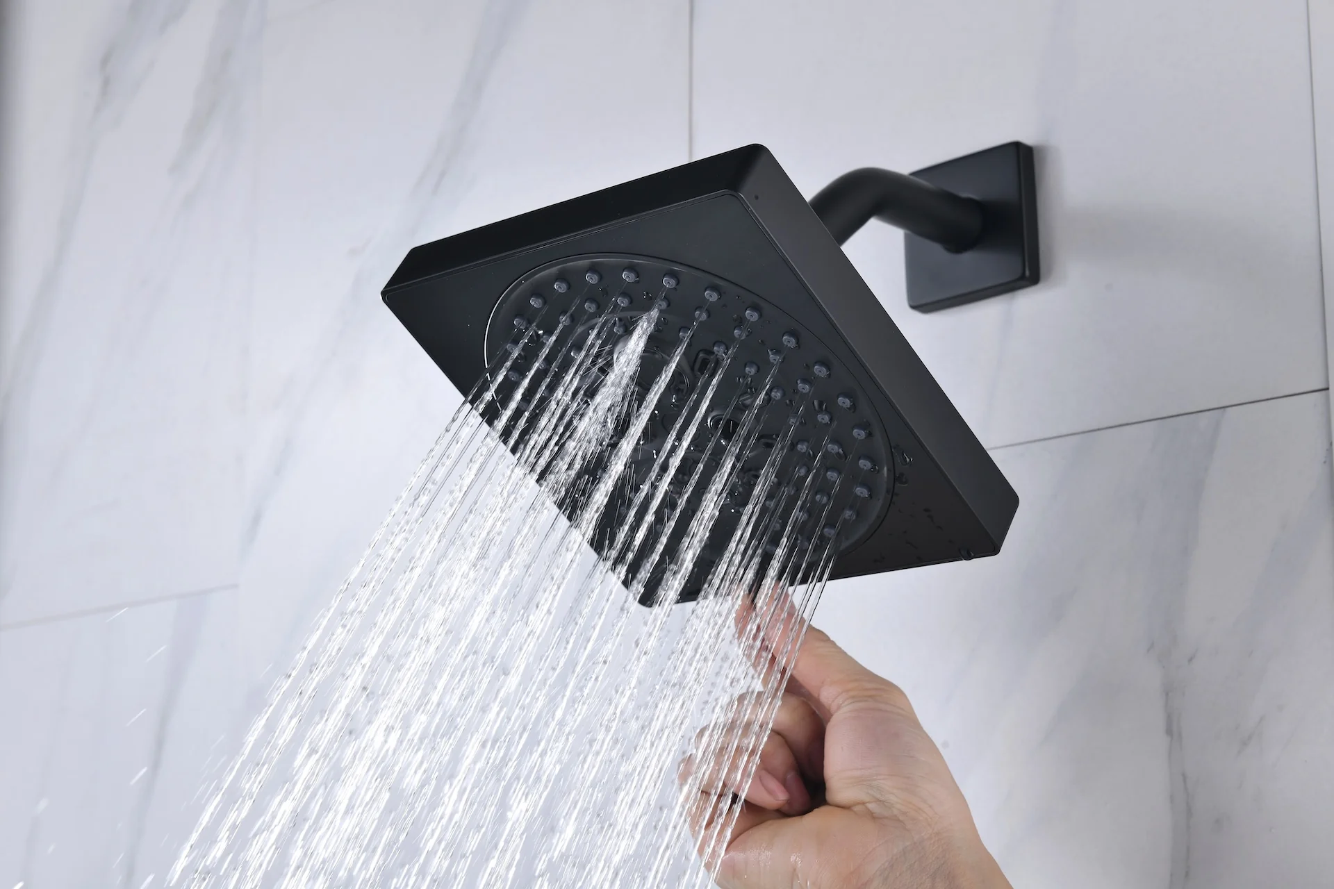 Matte Black Wall Mount 6" Dual Shower Head with 4-Way Thermostatic Faucet with dual handle wands - Image 11