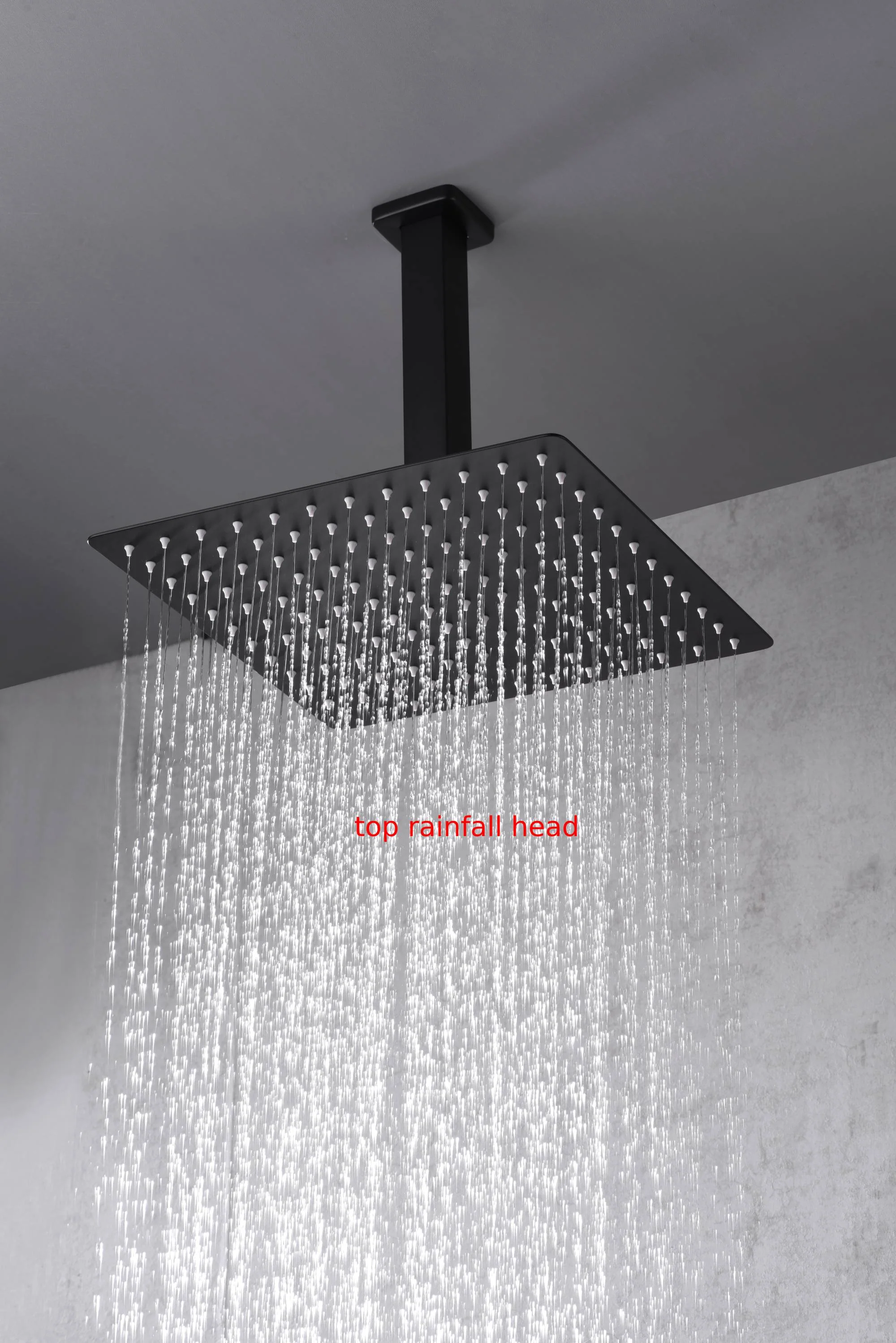 Matte black wall mount 6inch regular high water pressure shower head ceiling mount 16inch or 12 inch rainfall shower head 3 way thermostatic shower system - Image 41