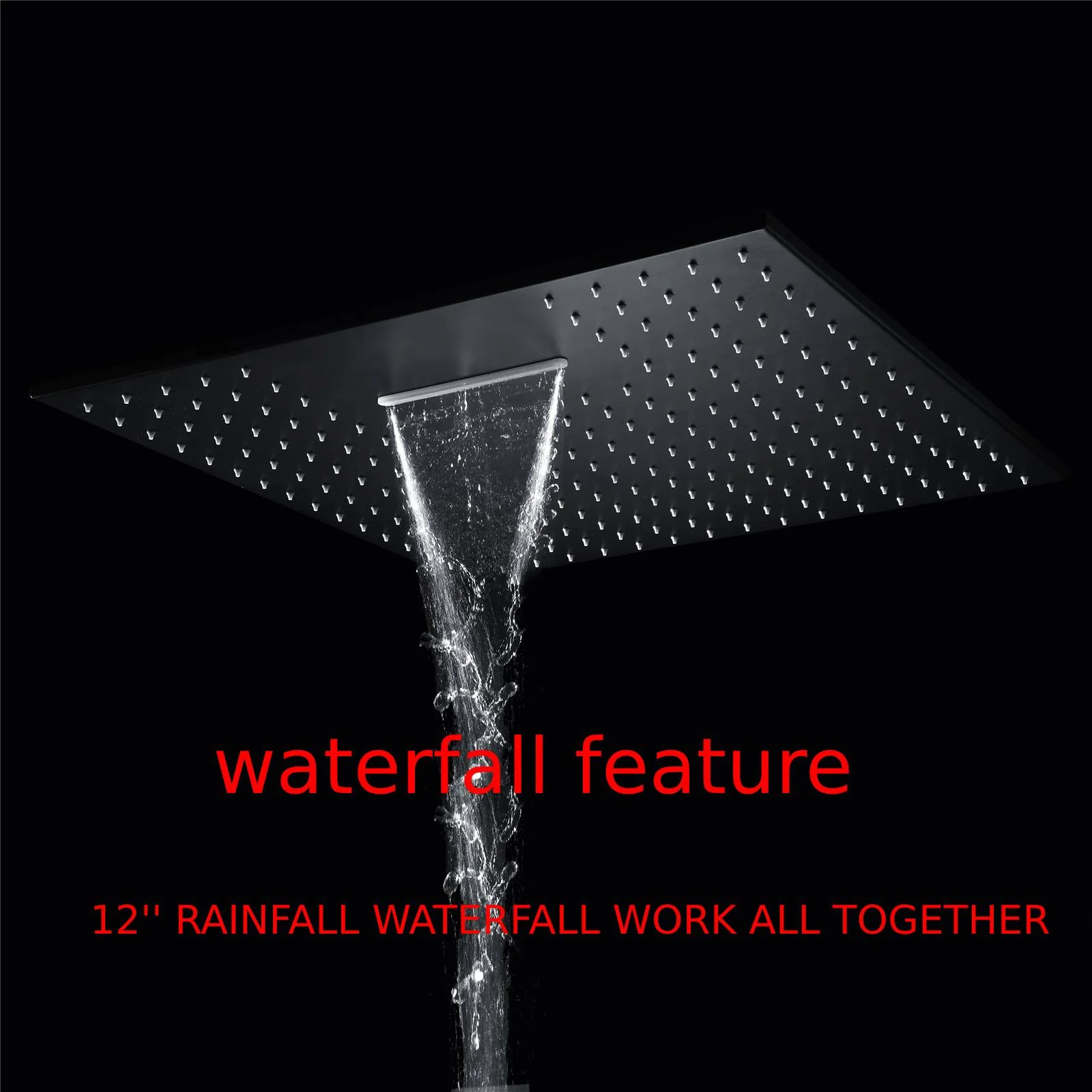 Matte black wall mount 6inch regular high water pressure shower head ceiling mount 16inch or 12 inch rainfall shower head 3 way thermostatic shower system - Image 45