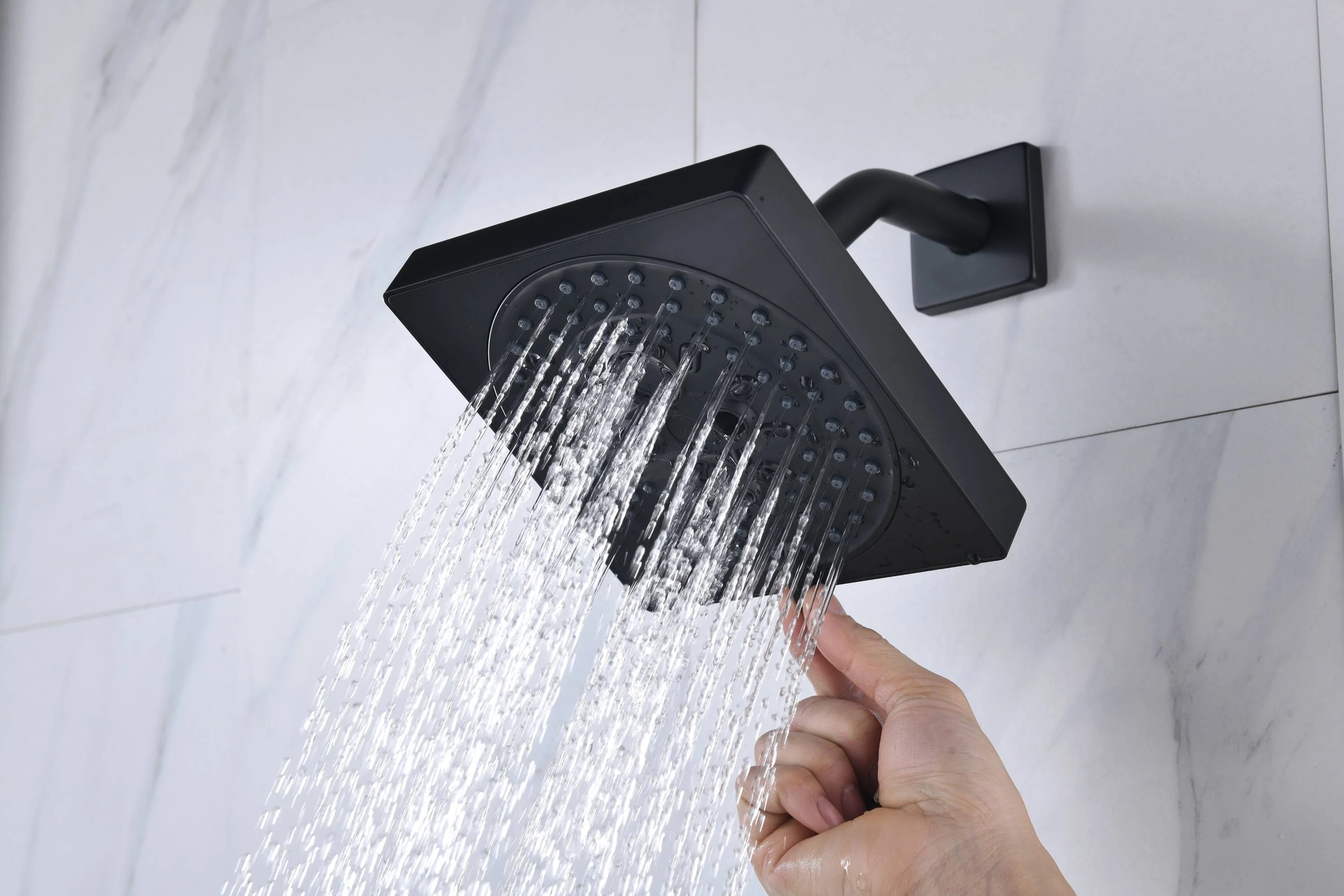 Matte black wall mount Dual 6inch high water pressure regular shower heads way thermostatic Touchscreen shower system - Image 11