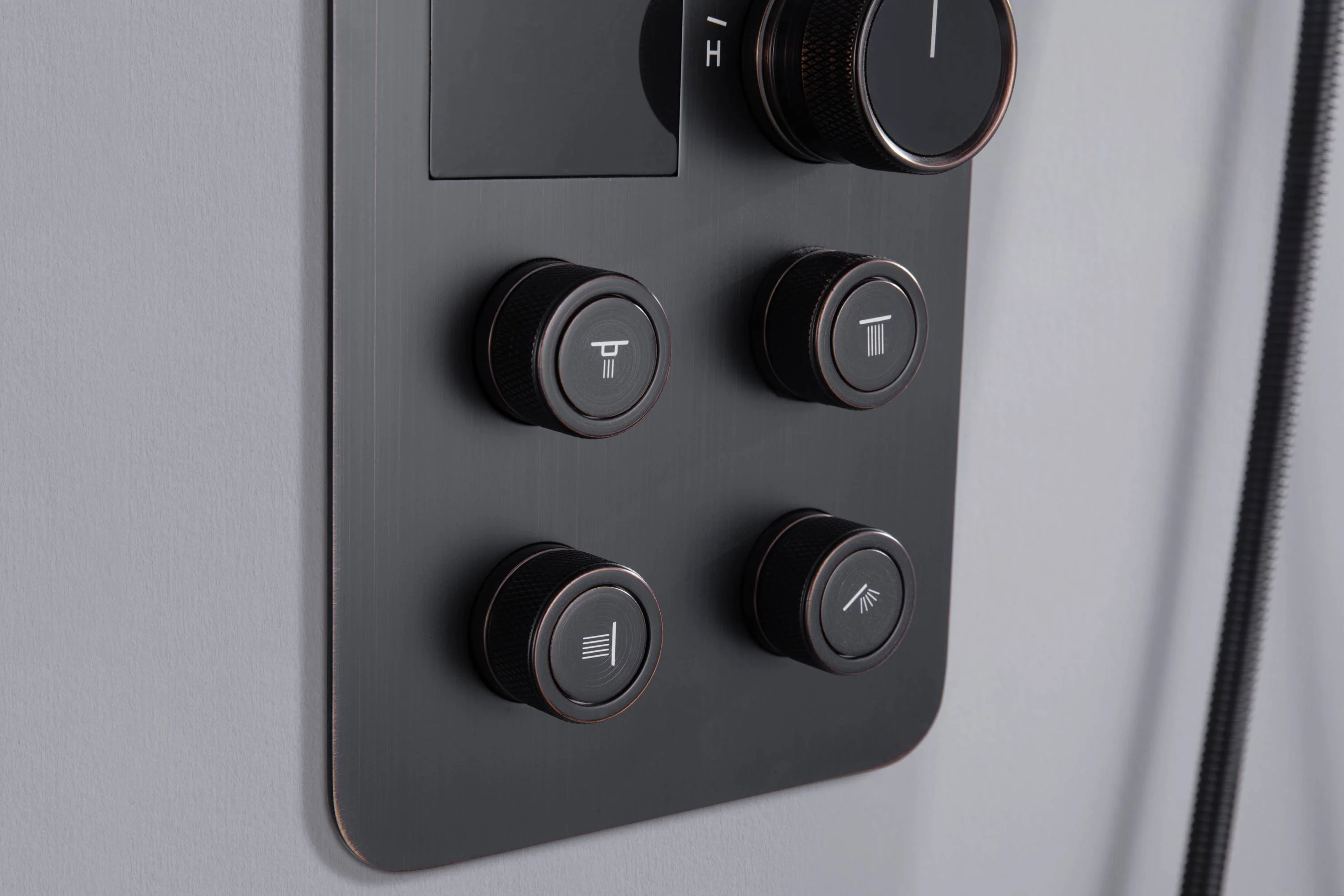 Oil Rubbed Bronze Wall Mount Rainfall Shower Head with 4-Way Thermostatic System, Body Jets, and High Water Pressure Wall Mount Shower Head - Image 3
