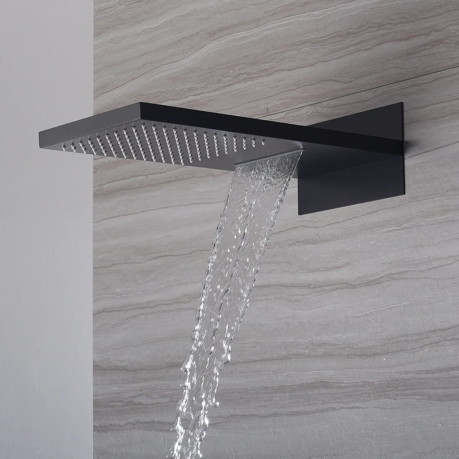22'' Matte Black 4 way Thermostatic Shower valve system that each function run at the same time and separately - Image 5