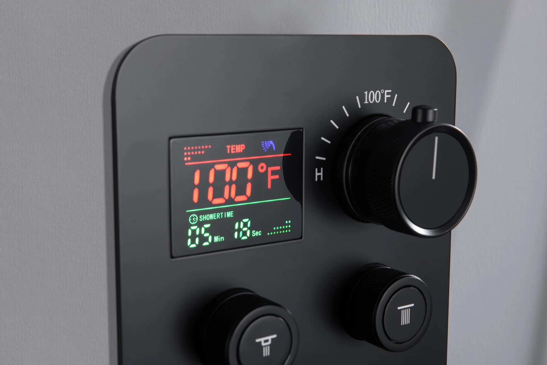 22'' Matte Black 4 way Thermostatic Shower valve system that each function run at the same time and separately - Image 7