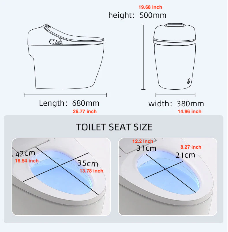 Experience Luxury and Convenience with our Smart Toilet Bidet Elongated Seat - Unlimited Warm Water, Wand Cleaning, Remote Control, and Night Light - Image 6