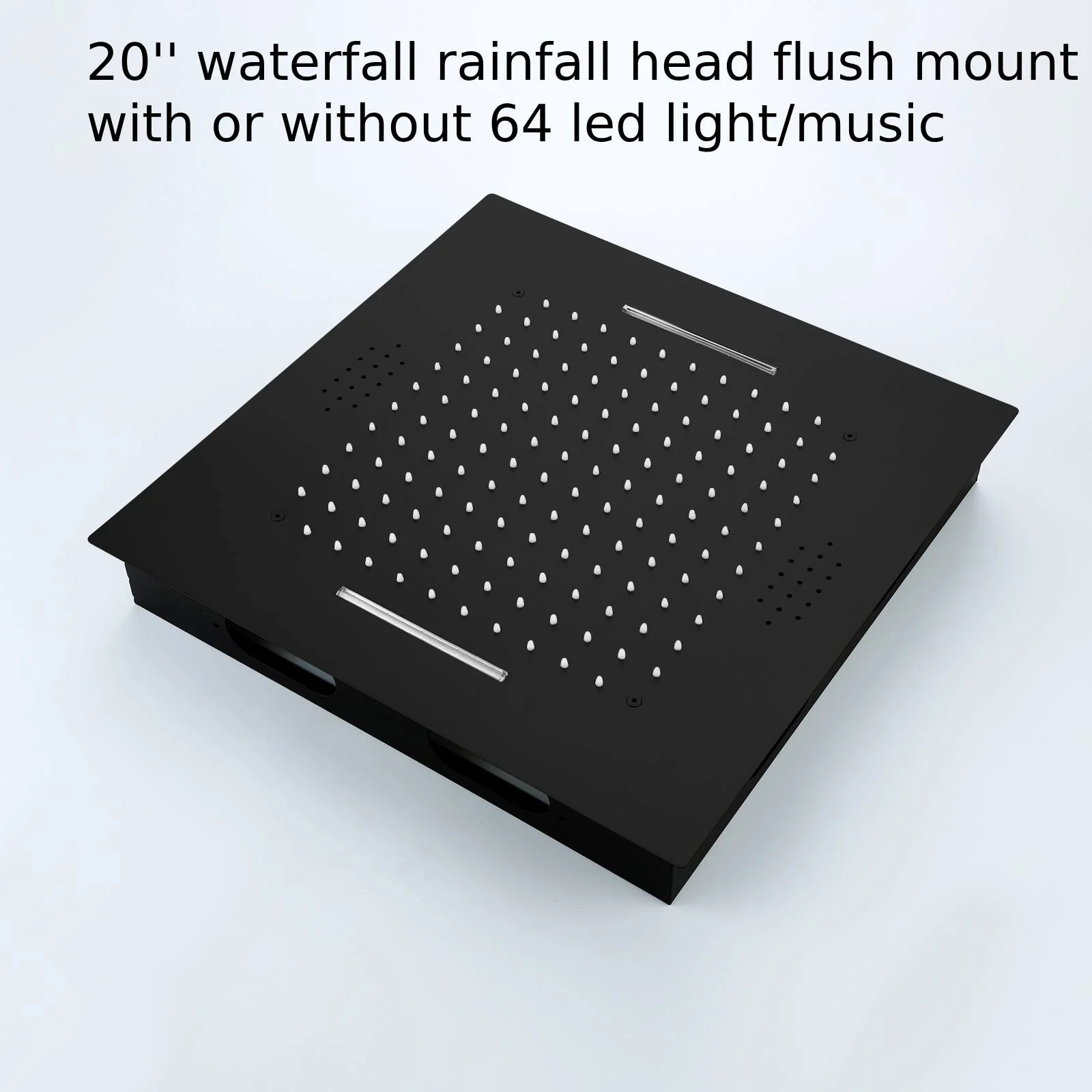 waterfall rainfall 20'' or 24'' Flush or ceiling mounted matte Black 4 way Digital display thermostatic shower faucets With regular head - Image 16