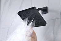 waterfall rainfall 22'' matte black 4 Way Thermostatic Shower Faucet system with sliding bar and regular head - Image 20